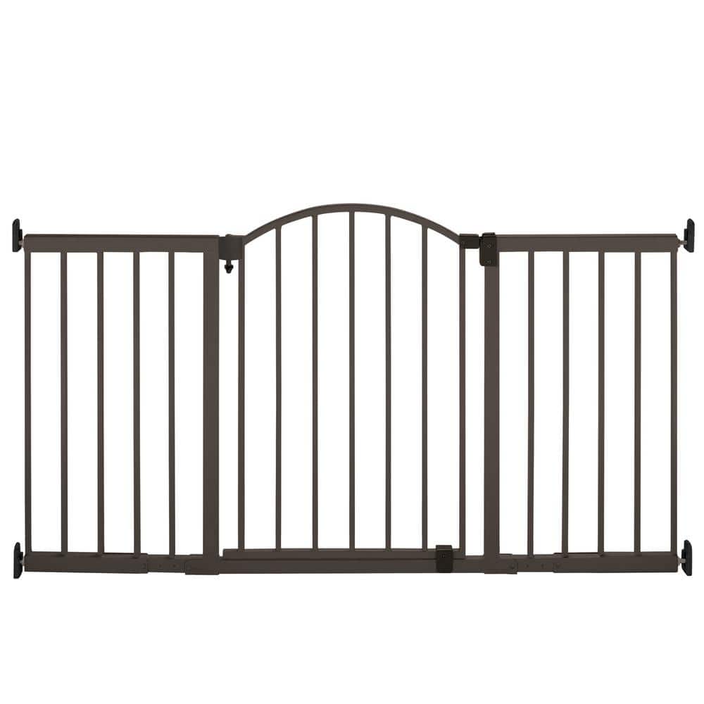 36 in. H Warm Black Extra Wide Extending Swing Baby Gate with Locking  Indicator