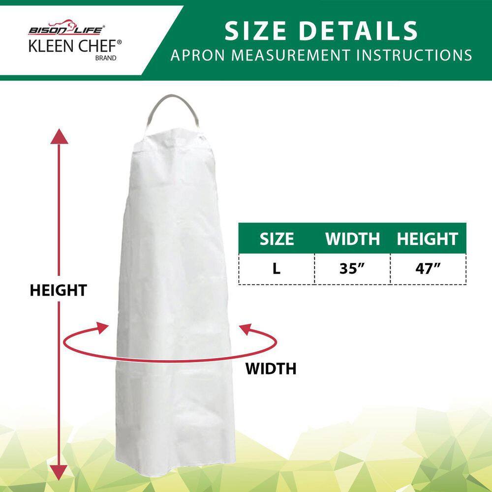 Large White Waterproof Vinyl Bib Apron with Adjustable Neck