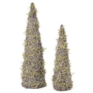 24 in. & 18.5 in. Green Artificial Twig Tree - Set of 2