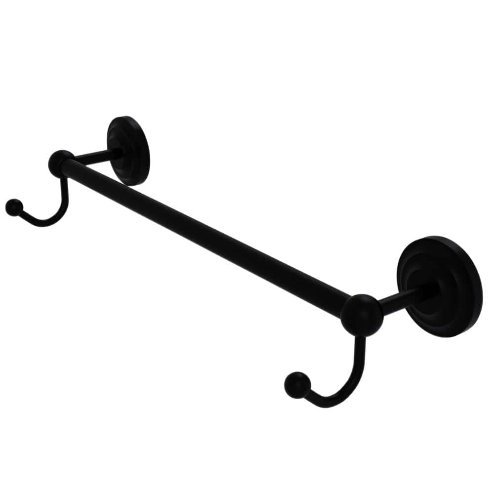 Matte Black Wall Mounted Towel Bar with Integrated Hooks