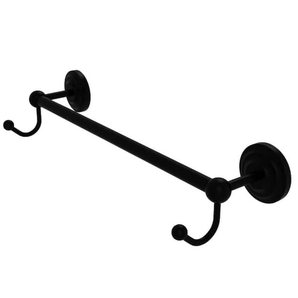 Allied Brass Prestige Que New Collection 24 in. Towel Bar with Integrated Hooks in Matte Black