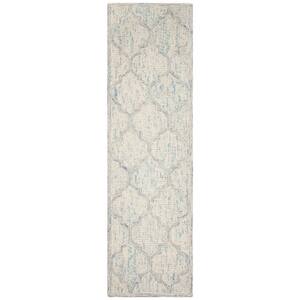 SAFAVIEH Abstract Ivory/Blue 9 ft. x 12 ft. Geometric Distressed Area ...