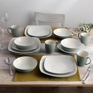 Colorwave Green 8.25 in. (Green) Stoneware Square Salad Plates, (Set of 4)