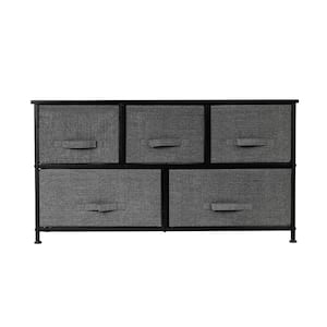 11.42 in. W x 21.65 in. H Gray 5-Drawer Fabric Storage Chest with Gray Drawers