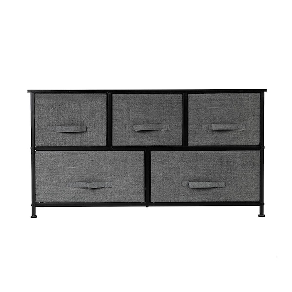 Winado 11.42 in. W x 21.65 in. H Gray 5-Drawer Fabric Storage Chest with Gray Drawers