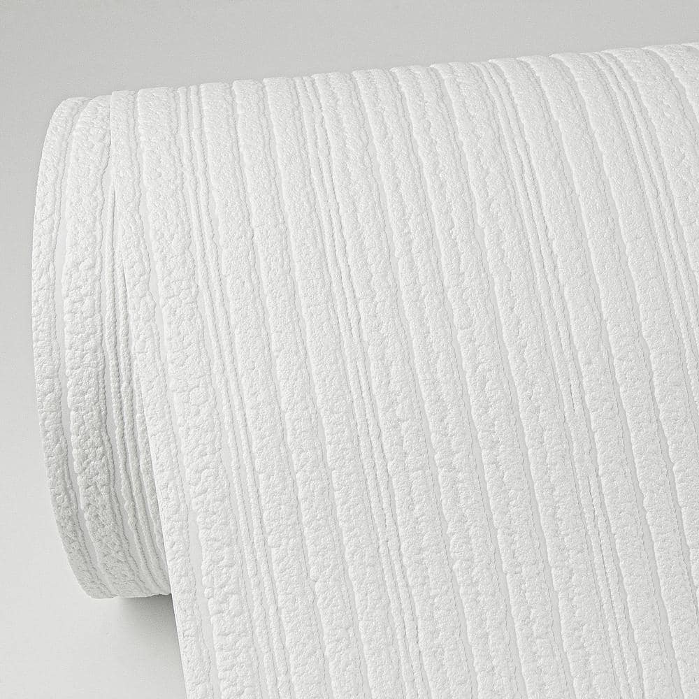 Samuel White Textured Stripe Paintable Vinyl Wallpaper