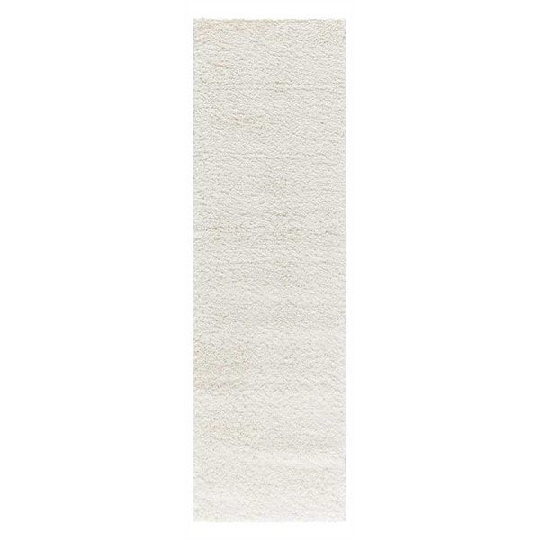 Malibu Shag Ivory 2 ft. x 10 ft. Shag Modern Kitchen Runner Area Rug