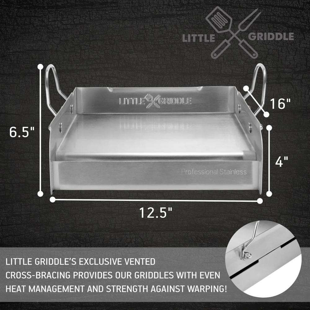 14" x 16" Stainless Steel BBQ Griddle with Handles