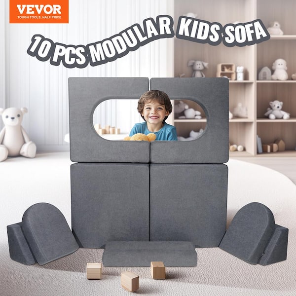 VEVOR Kids Couch,10 Piece Modular Kids Play Couch,Toddler