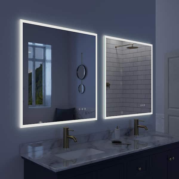Lucent 34 In X 36 Frameless Wall Mounted Led Vanity Mirror With Color Changer Dimmer And Defogger Ledcm3436 The Home Depot Lucent 34 In X 36 Frameless Wall, Home Depot Bathroom Mirror Led