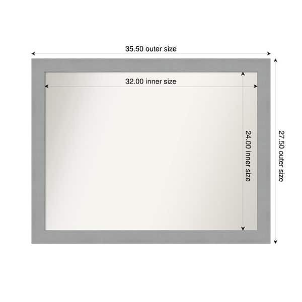 Amanti Art Brushed Nickel 35.5 in. x 27.5 in. Custom Non-Beveled Recycled Polystyrene Framed Bathroom Vanity Wall Mirror