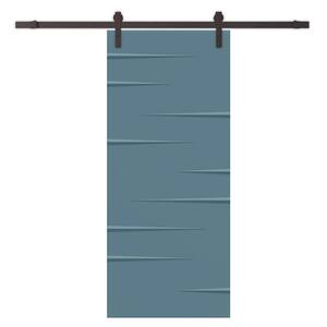 36 in. x 84 in. Dignity Blue Stained Composite MDF Paneled Interior Sliding Barn Door with Hardware Kit