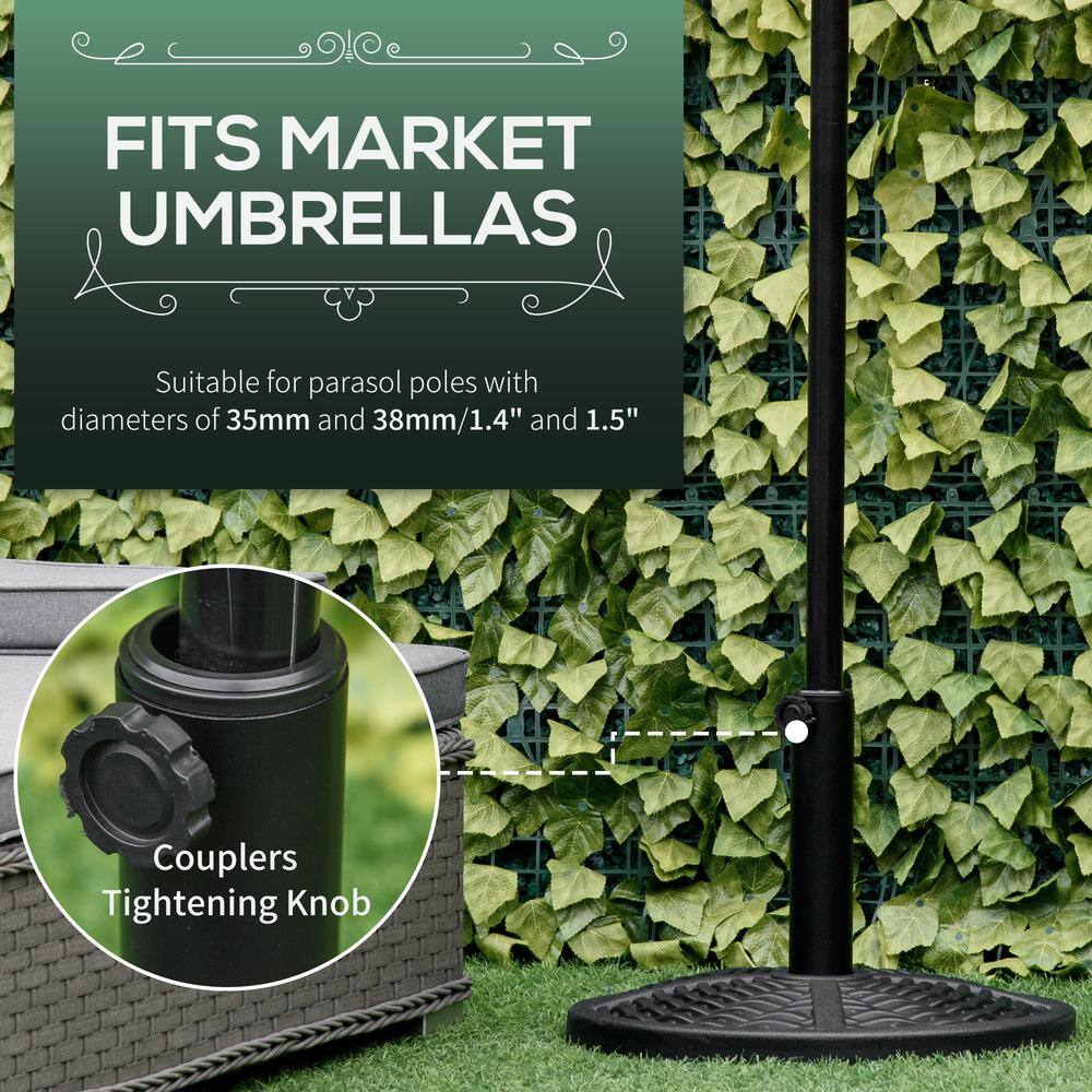 Black Heavy Duty Round Concrete Umbrella Base with Rattan Design