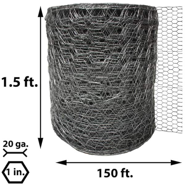 Acorn International 150-ft x 1.5-ft 20-Gauge Silver Galvanized Steel Chicken Wire Rolled Fencing with Mesh Size 1-in
