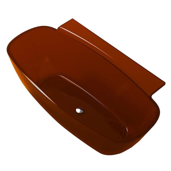 ANZZI Vida 5.2 ft. Man-Made Stone Center Drain Freestanding Bathtub in Honey Amber