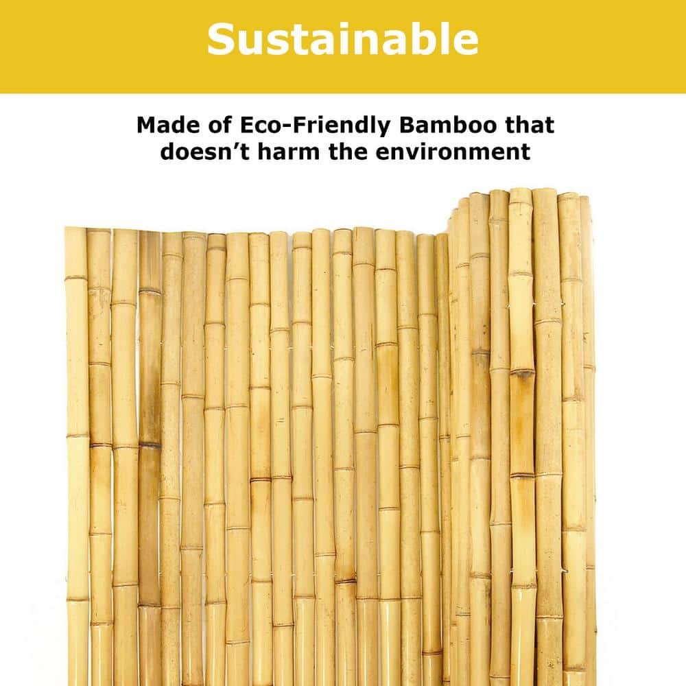 Natural Bamboo Privacy Fence Panel 1" D x 36" H x 96" W