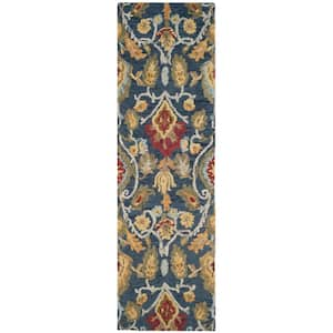 Blossom Navy/Multi 2 ft. x 14 ft. Floral Runner Rug