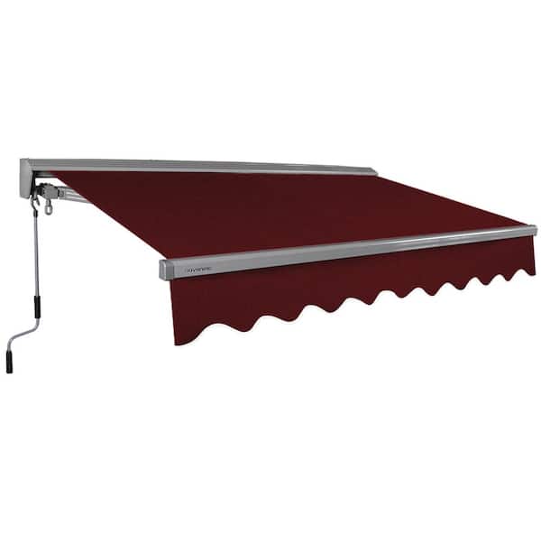 Advaning 8 ft. Classic Series Semi-Cassette Manual Retractable Patio Awning, Burgundy (7 ft. Projection)