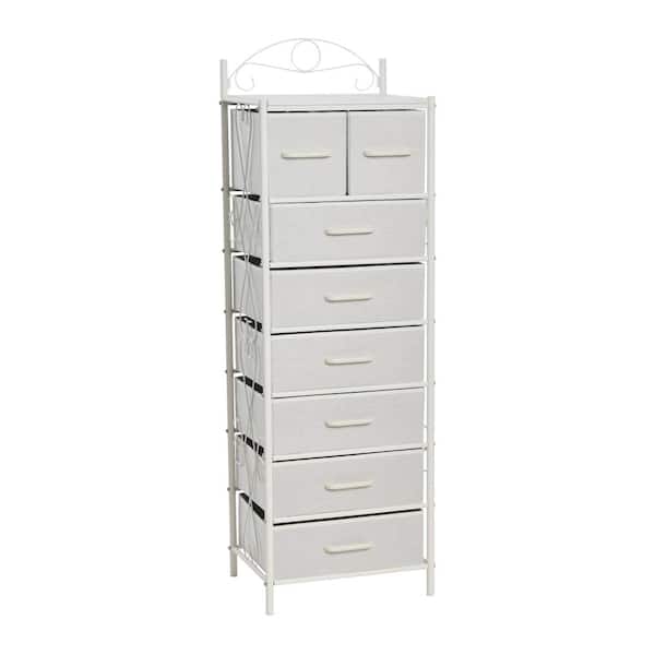 Victoria 8-Drawer Storage Tower, Narrow, Scandinavian White