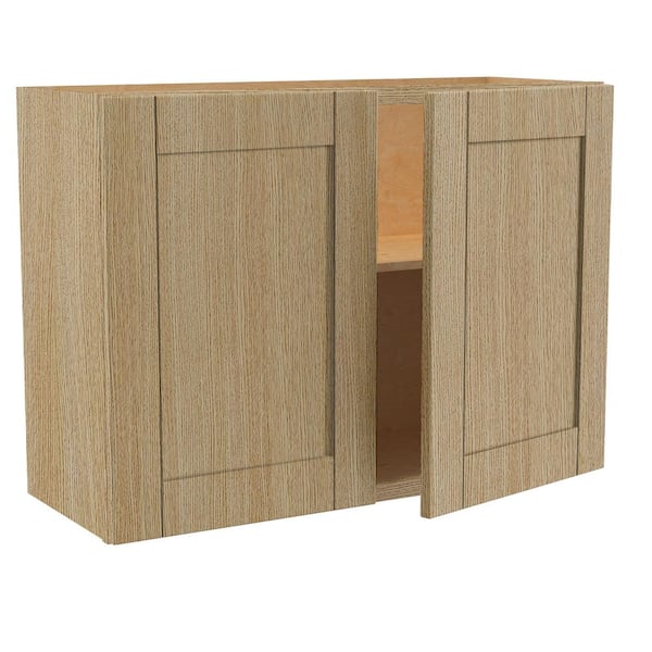 Home Decorators Collection Washington 33 in. W x 24 in. D x 18 in. H Assembled Plywood Wall Kitchen Cabinet in Vanguard Oak with Soft Close