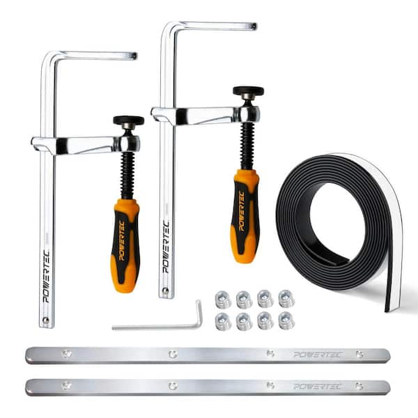 ‎POWERTEC Track Saw Guide Rail Connector for Festool/Makita/DeWalt/Triton (2-Set), 55 in. Splinter Guard Strip, 7 in. Rail Clamps