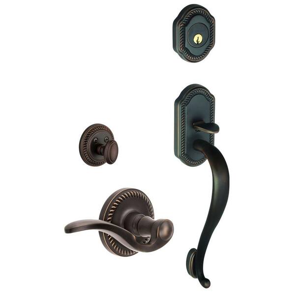 Grandeur Newport Single Cylinder Timeless Bronze S-Grip Handleset with Right Handed Bellagio Lever