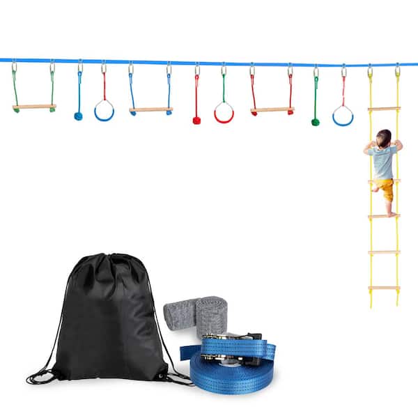 Karl home Slackline Bar Kit Obstacles Line Accessories Play Set Outdoor Blue