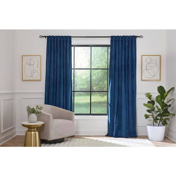 36 in-72 in Adjustable  1 in Single Curtain Rod Kit in Matte Black with Ribbon Cage Finial
