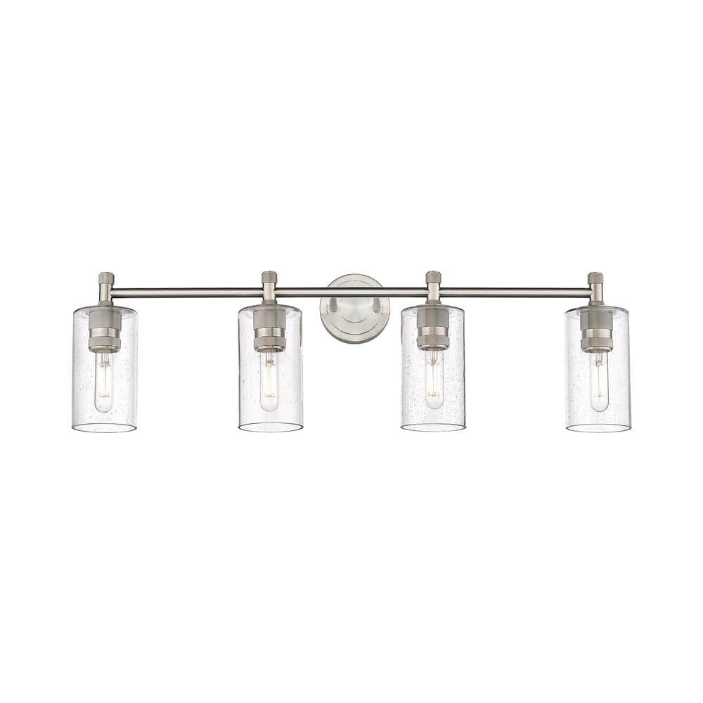 Crown Point 33.88 in. 4-Light Satin Nickel Vanity Light with Glass Shade price history on PriceWatchPro