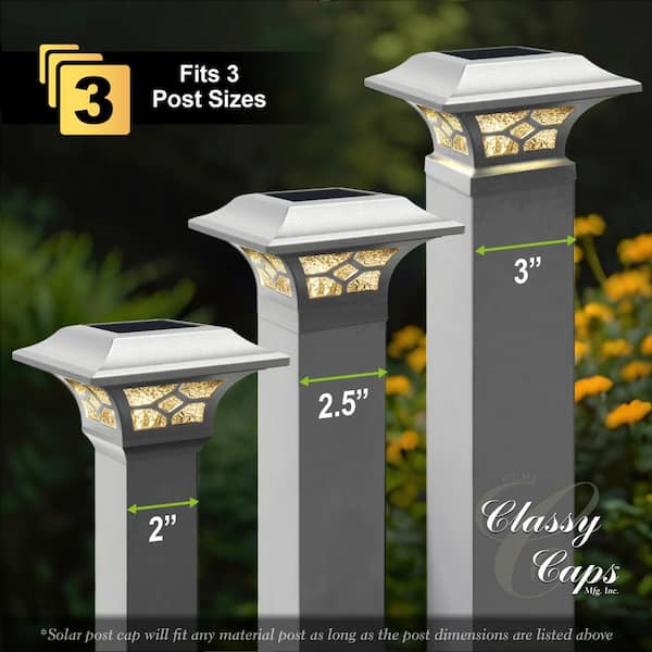 Kingston White Integrated LED 2 x 2 Solar Deck Post Cap Light