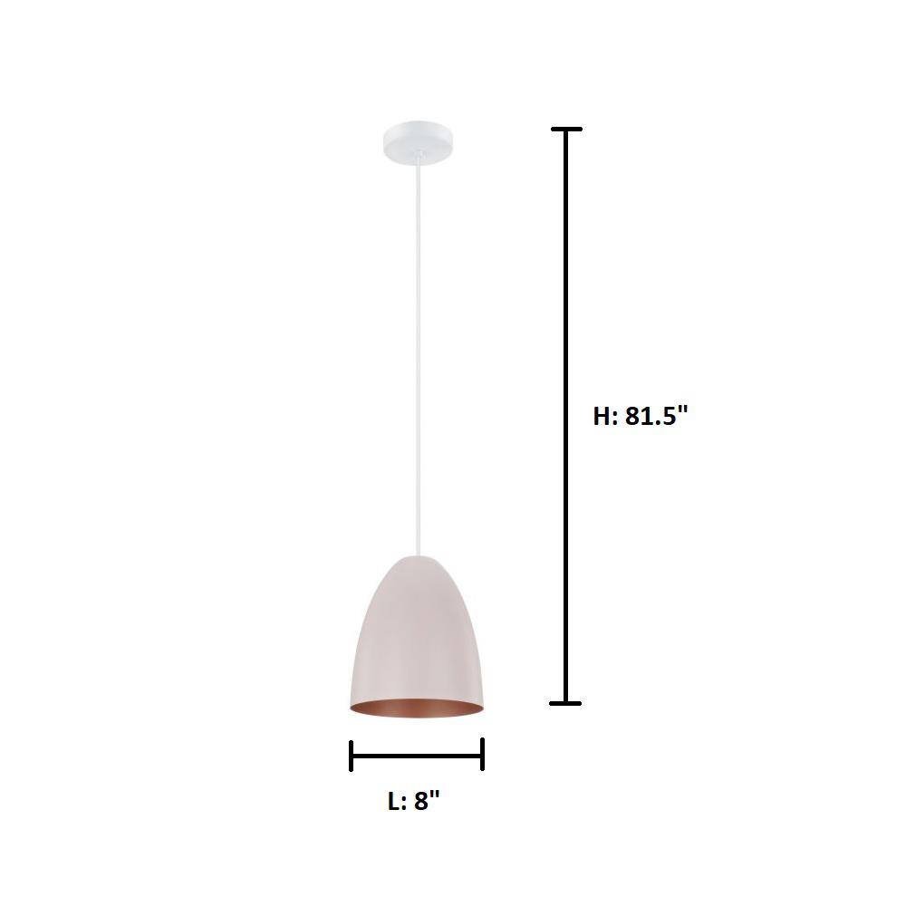 Sarabia 8'' Bowl Pendant Light in Pastel Apricot and Copper