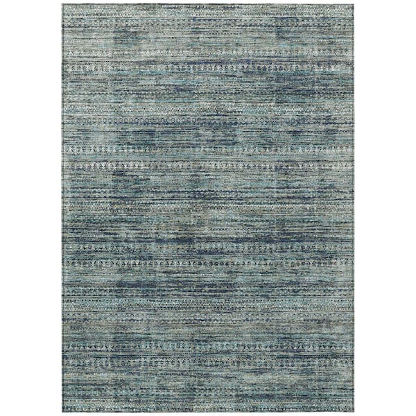 Chantille Machine Washable Indoor/Outdoor Abstract ACN1971 Teal 5 ft. x 7 ft. 6 in. Area Rug