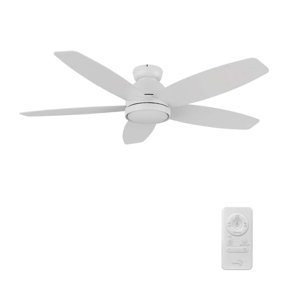 CARRO Povjeta 52 in. Color Changing Integrated LED Indoor Matte White  10-Speed DC Ceiling Fan with Light Kit/Remote Control HCFR525Q5-L11-W1-1-FM  - 