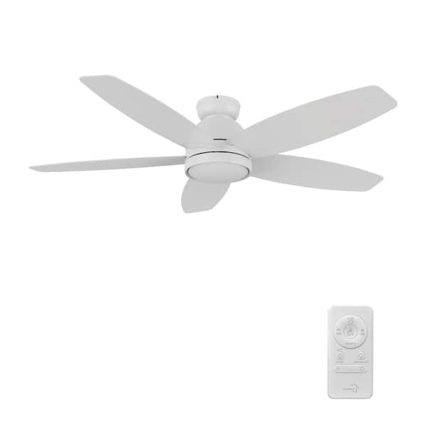 CARRO Povjeta 52 in. Color Changing Integrated LED Indoor Matte White 10-Speed DC Ceiling Fan with Light Kit/Remote Control