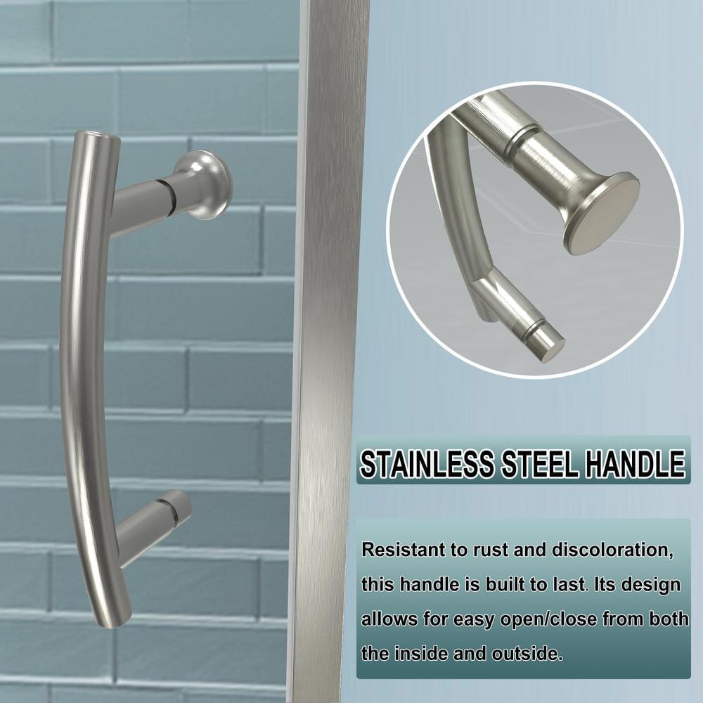42 in. Brushed Nickel Semi-Frameless Pivot Shower Door