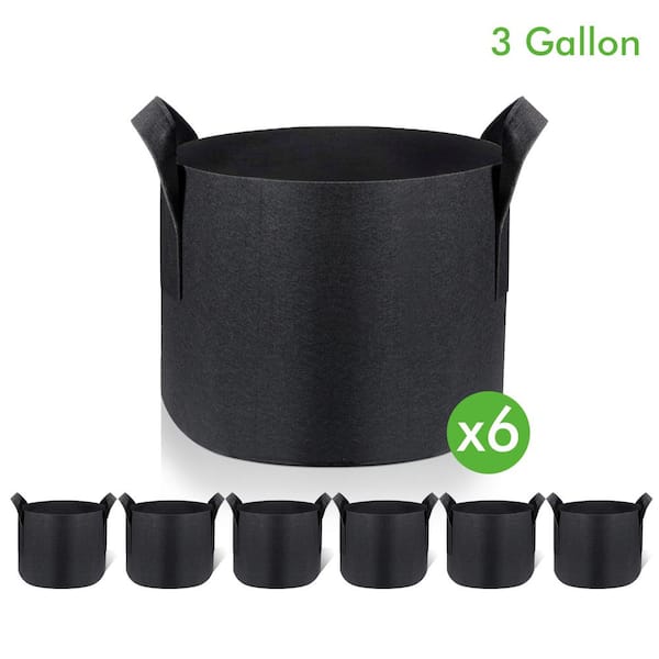 BENEAIL 3 Gal. Black Fabric Planting Containers and Pots Planter With Handles (Set of 6)