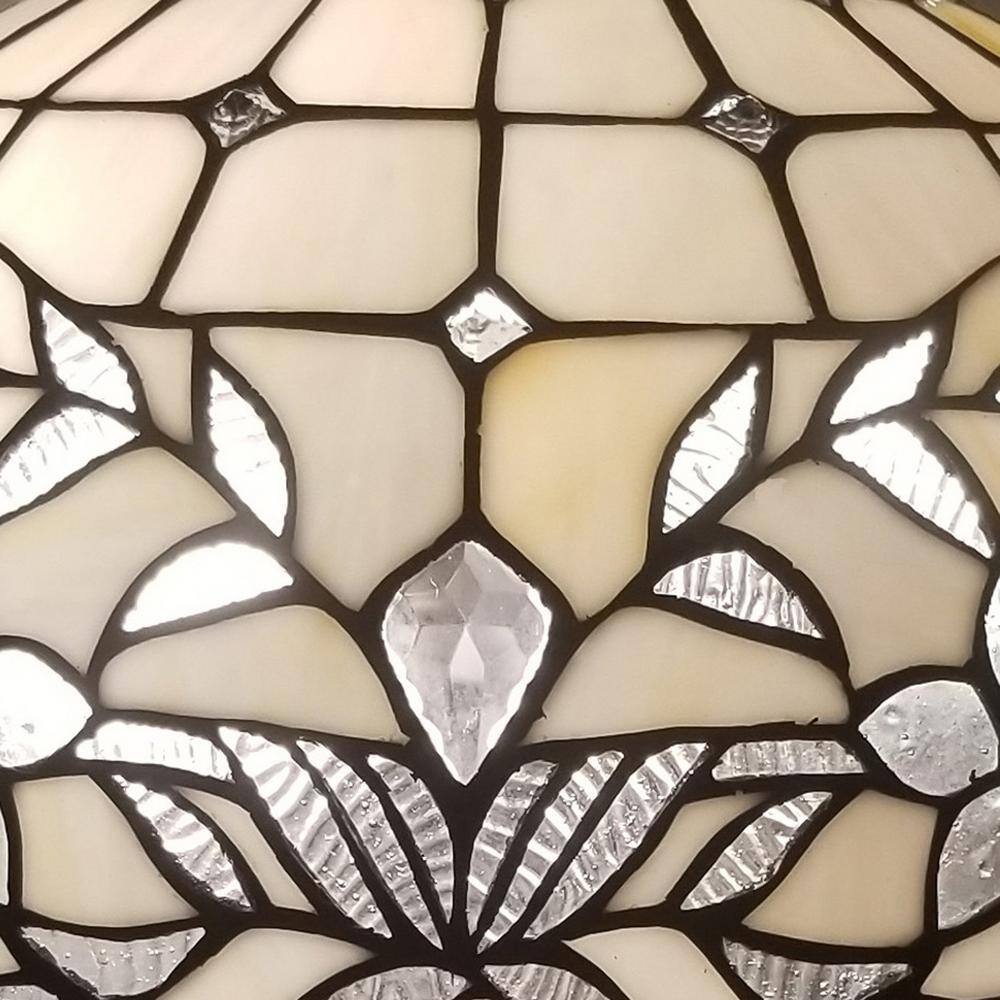 23" White and Multicolor Stained Glass Traditional Table Lamp