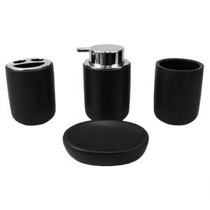 Luxem 4-Piece Ceramic Bathroom Sink Accessory Set, Black