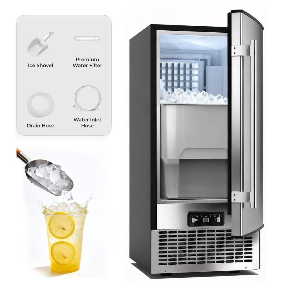 14.96in Freestanding/Undercounter Ice Makers,stainless steel,Production Full Size Cubes,80 Lbs/Day, 24 Lbs Storage, price history on PriceWatchPro