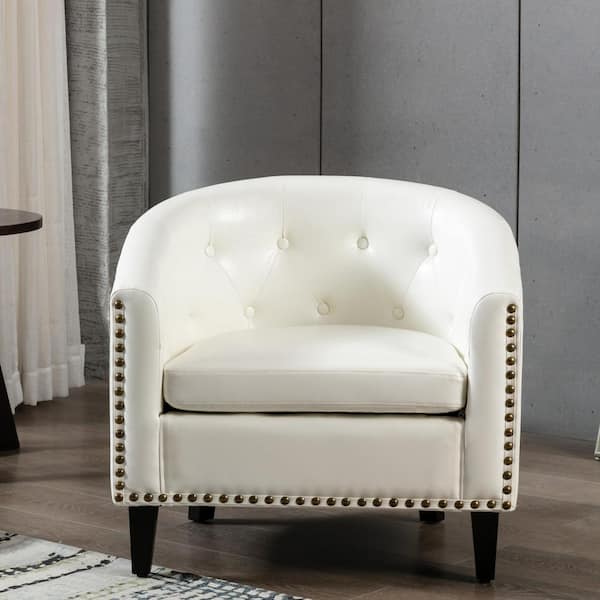 White Faux Leather Barrel Chair Zy P539336, White Faux Leather Curtains