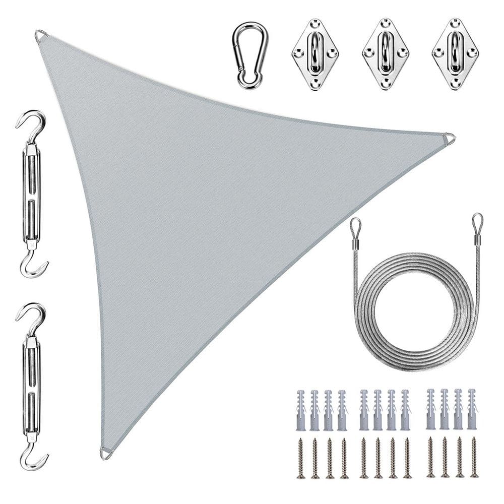 Pro Ring 24 ft. x 24 ft. x 24 ft. Triangle Sun Shade Sail with Hardware Kit and Rope-Grey price history on PriceWatchPro