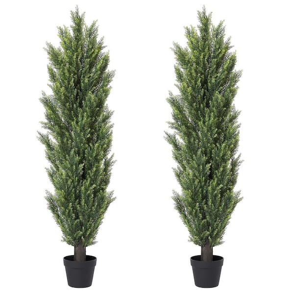 Tenleaf 5 ft. H Green Composite Artificial Tree, Artificial Foliage/Topiary for Indoor and Outdoor (2-Piece)