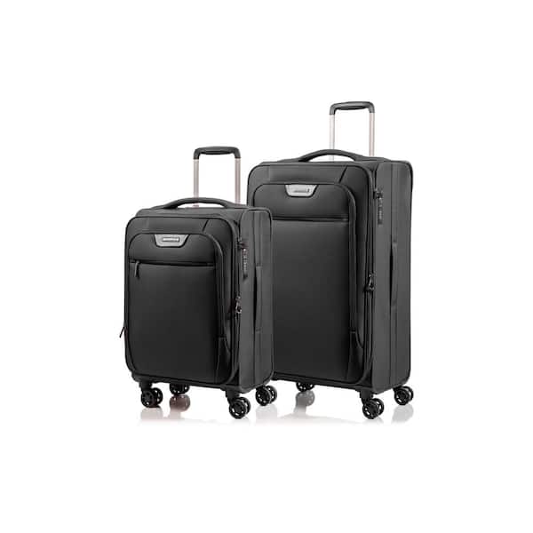 CHAMPS Softech 26 in., 20 in. Black Softside SMART Luggage set with USB charging port (2-piece)