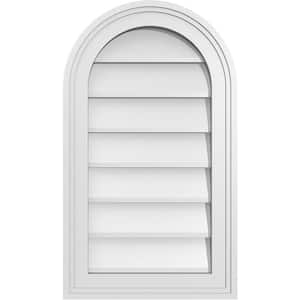 14 in. x 24 in. Round Top White PVC Paintable Gable Louver Vent Non-Functional