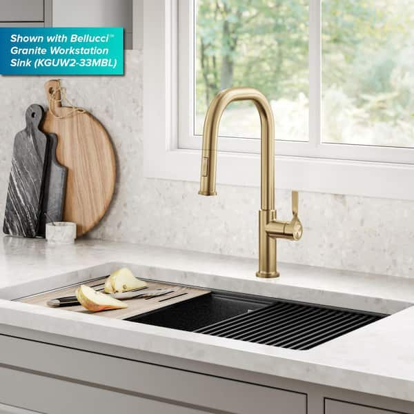KRAUS Torak 2-Function Spot Free Brushed Brass 16.25 in. H Pull