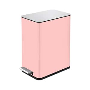 2.6 Gal. Strawberry Cream Stainless Steel Trash Can, Step-on, Slim Shape