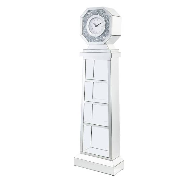 Acme Furniture Vintage Silver Analog Plastic Alarm; Lighted Wall Table Grandfather Clock