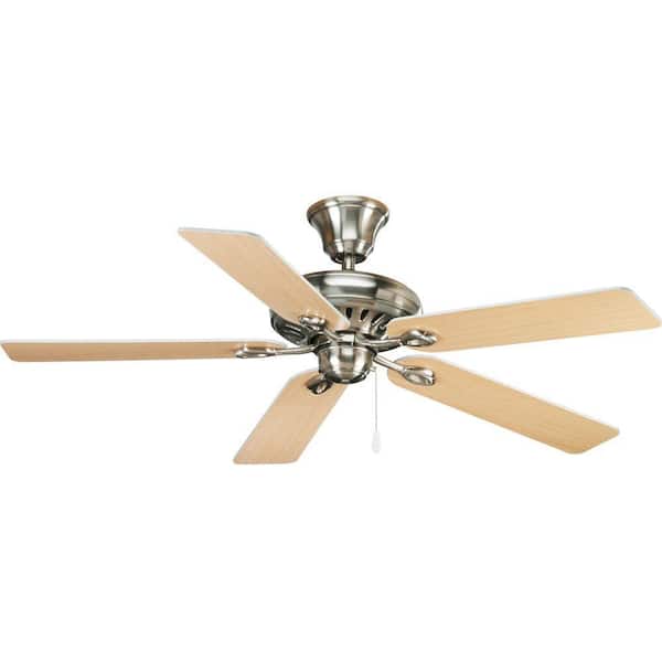 Progress Lighting AirPro 52 in. Indoor Brushed Nickel Transitional Ceiling Fan with Remote Included for Great Room and Living Room