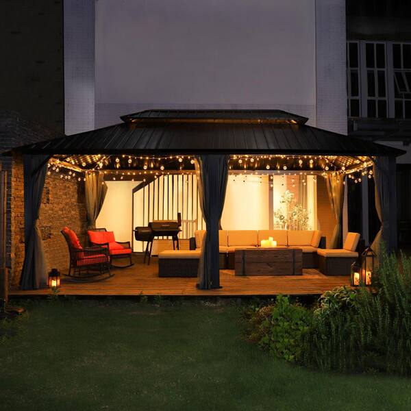 VEIKOUS 20 ft. W x 12ft. D Hardtop Gazebo Aluminum Double
