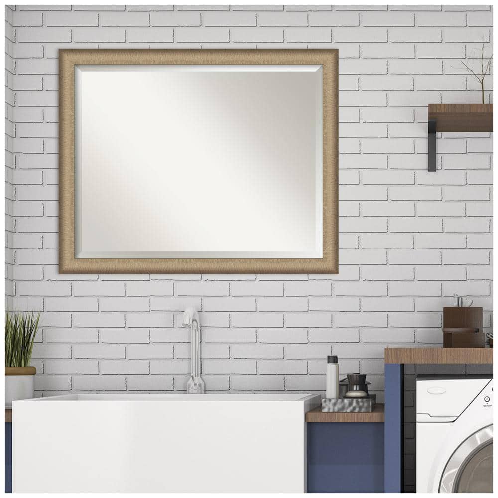 Elegant Brushed Bronze Narrow Framed Rectangular Vanity Mirror